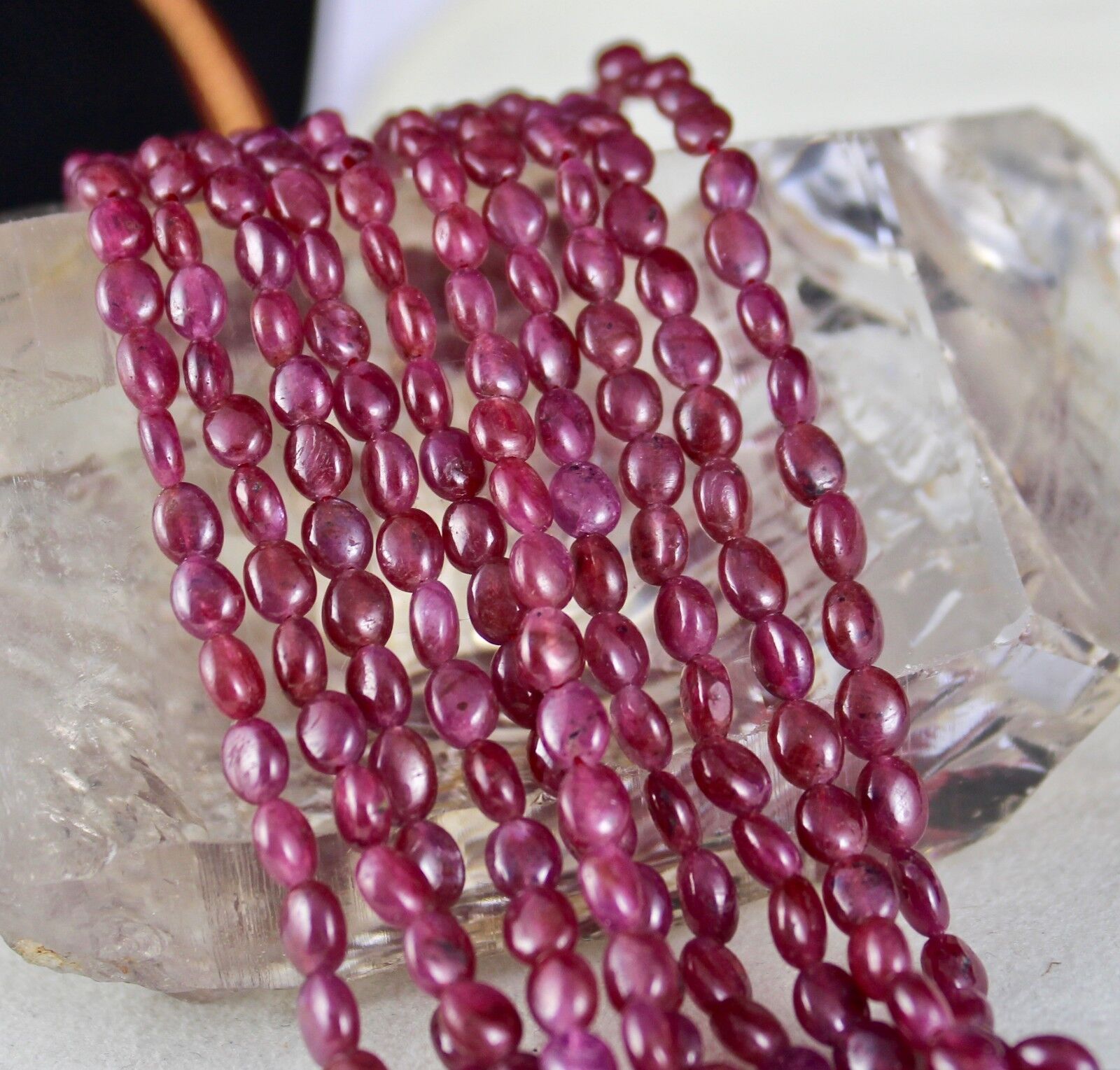 NATURAL UNTREATED RUBY BEADS 5 LINE 433 CARATS GEMSTONE LADIES NECKLACE