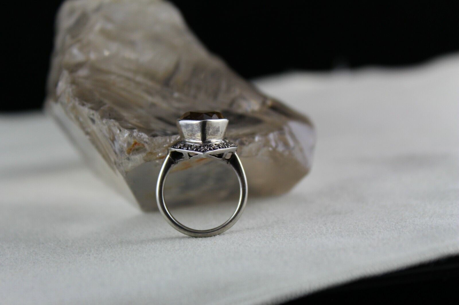 ANTIQUE NATURAL YELLOW CITRINE HEART CUT 18K GOLD DIAMOND SILVER VICTORIAN RING