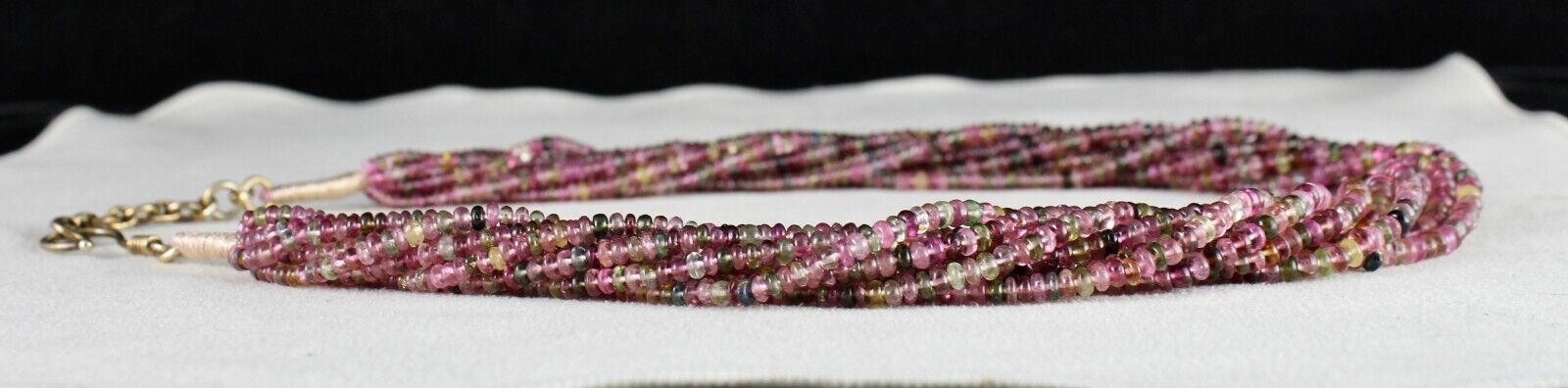 NATURAL TOURMALINE BEADED 9 LINE 400 CT MULTI COLOUR GEMSTONE SILVER NECKLACE