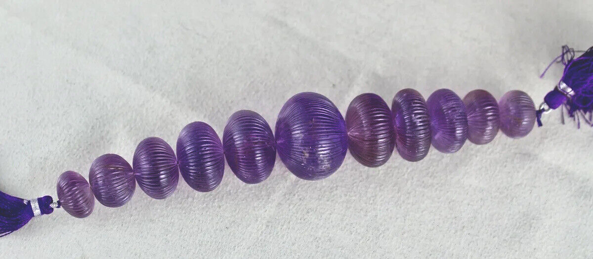 Natural Amethyst Carved Beads 11 Pc 512 Ct Loose Gemstone Jewellery Designing