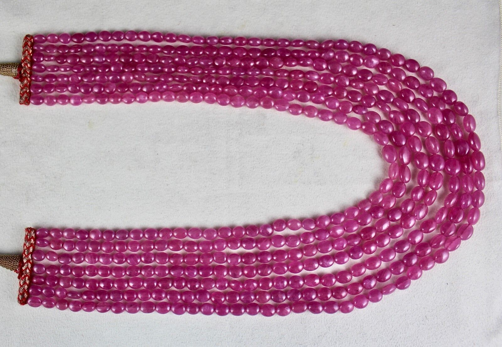 NATURAL UNTREATED RUBY LONG BEADS 7 LINE 1028 CARATS LADIES GEMSTONE NECKLACE
