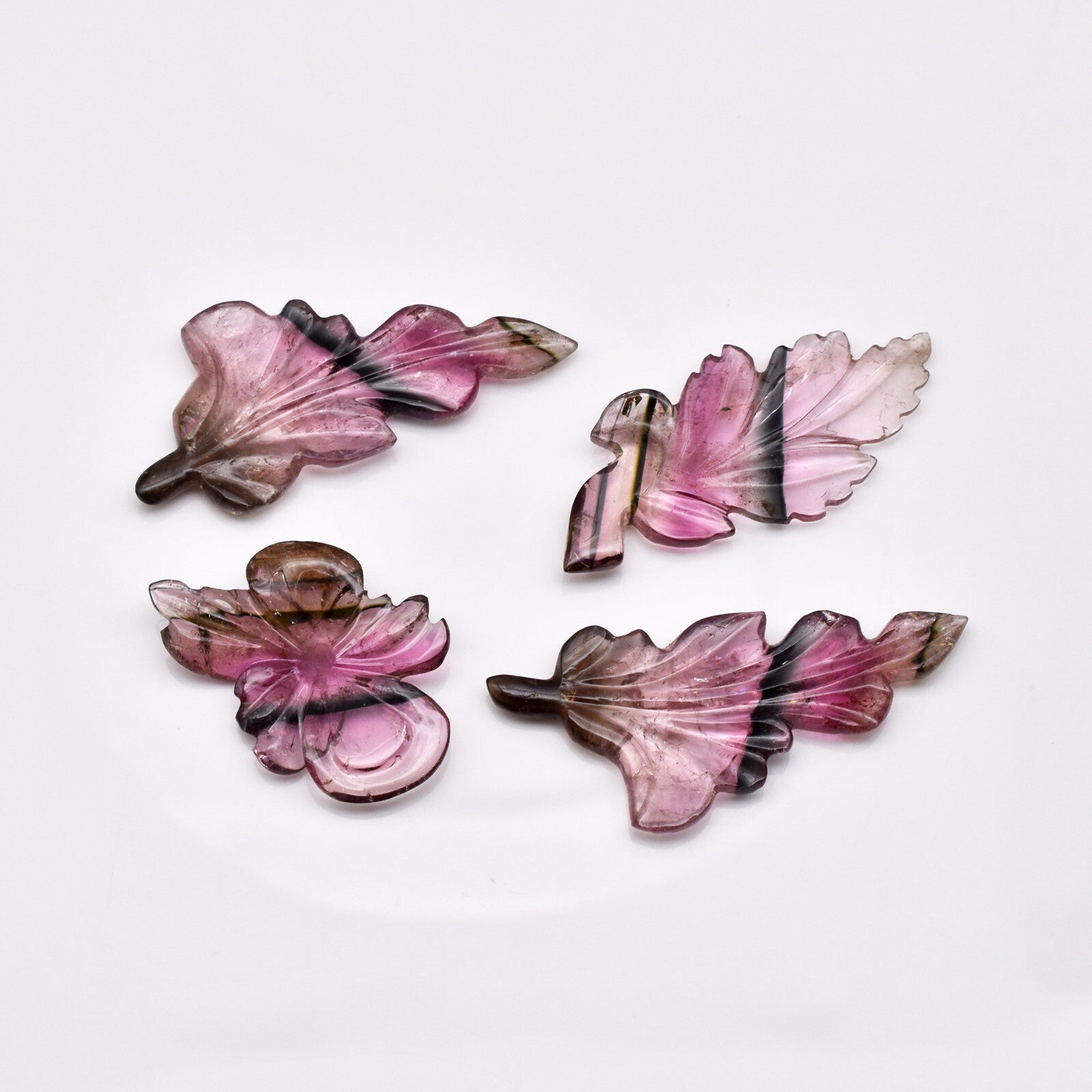 Certified Natural Multi Tourmaline Carved Leaves Earring Pendant Set 49.25 Ct