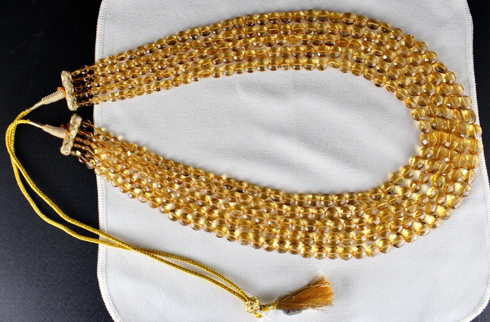 Certified Natural Yellow Citrine 626 Ct Faceted Coin Gemstone Necklace