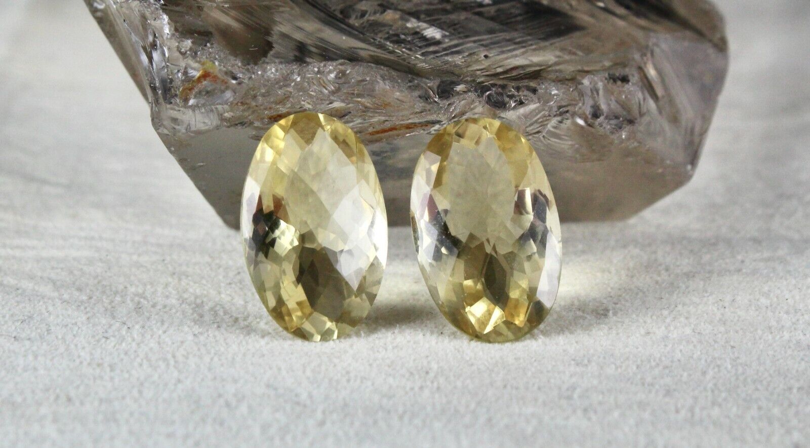 Natural Yellow Citrine Oval Pair 2 Pcs 24.74 Carats Loose Gemstone For Earring