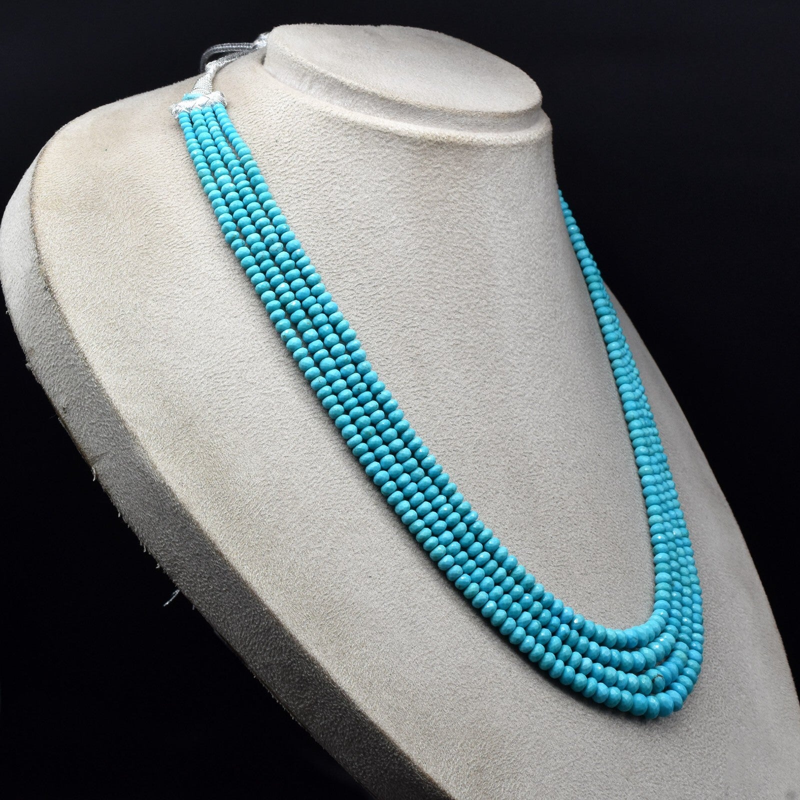 Certified Natural Turquoise Round Blue Gemstone Necklace 268 Ct Drilled Beads