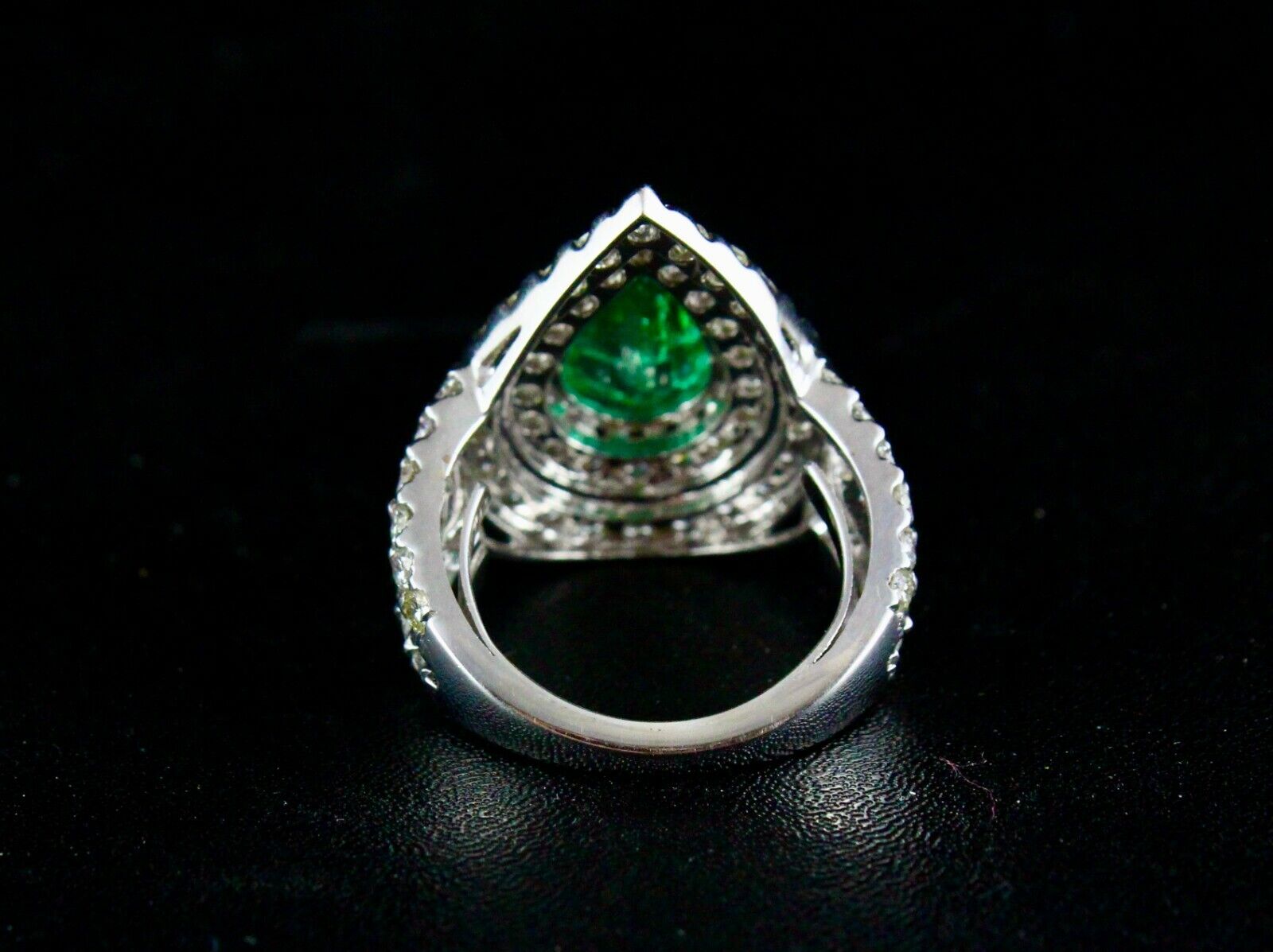 NATURAL ZAMBIAN EMERALD PEAR CUT 2.51 CTS GEMSTONE DIAMOND 18K GOLD LADIES RING