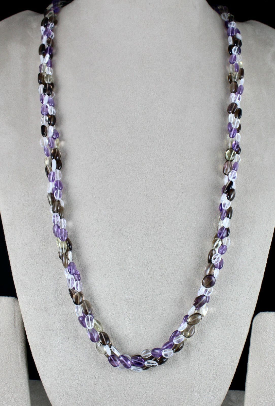 Multi Natural Amethyst Crystal Quartz 684 Cts Long Beads Necklace