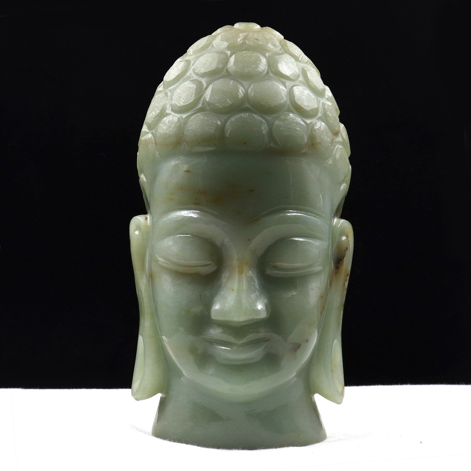 Natural White Jade Buddha Head Statue 7 In 8585 Ct Gemstone Carat Weight Decor