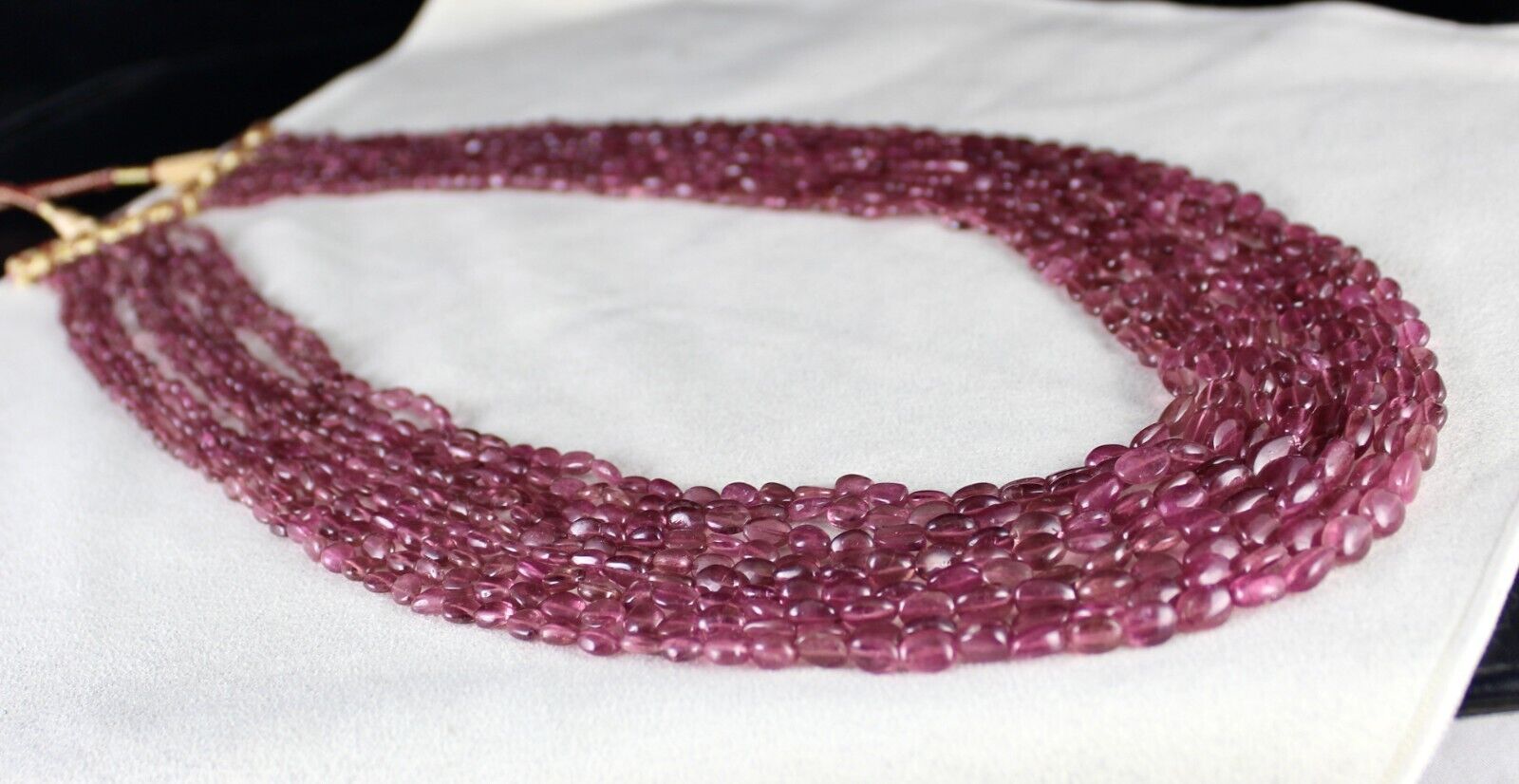 NATURAL PINK TOURMALINE BEADS CABOCHON 9 L 580 CT GEMSTONE STATEMENT NECKLACE