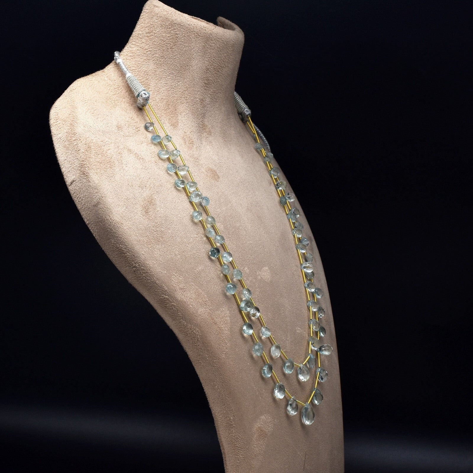 Natural Blue Aquamarine 116ct Teardrop Beads Fashion Necklace