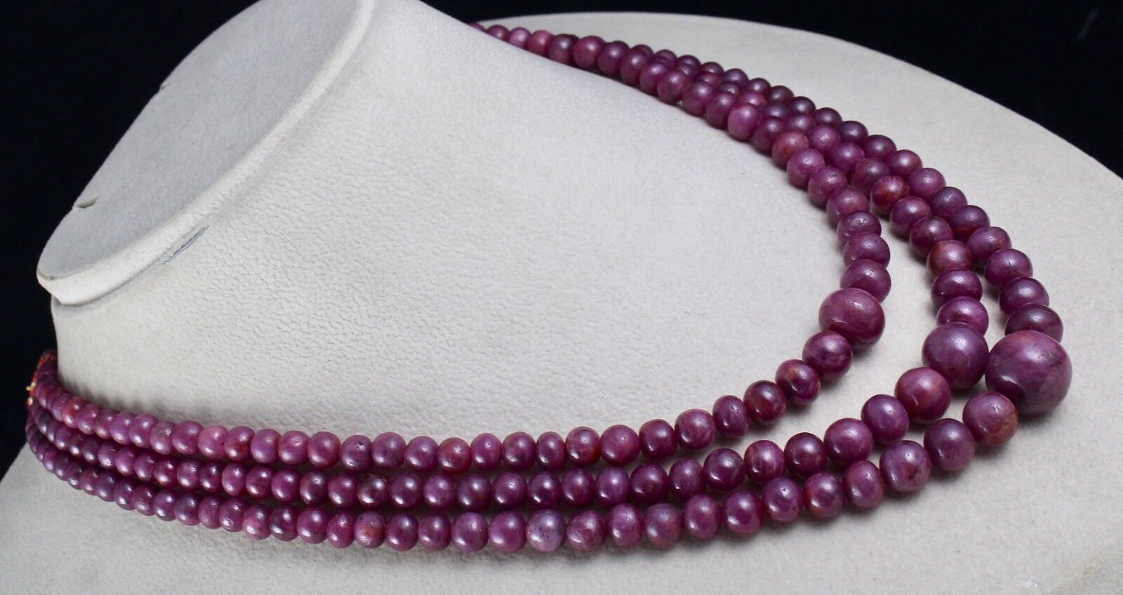 NATURAL UNTREATED RUBY BEADS ROUND 3 LINE 712 CARATS GEMSTONE FASHION NECKLACE
