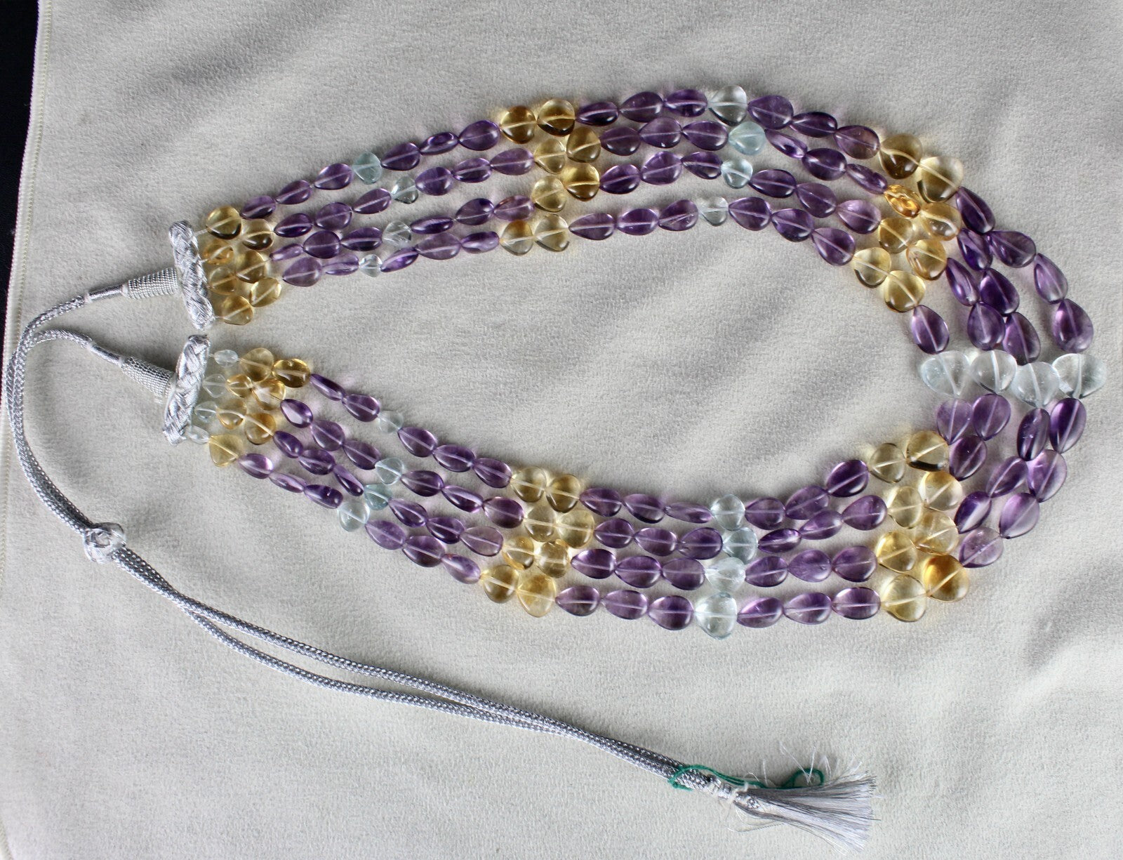 Certified Natural Multi Amethyst 652 Ct Citrine Blue Topaz 4 L Stone Necklace