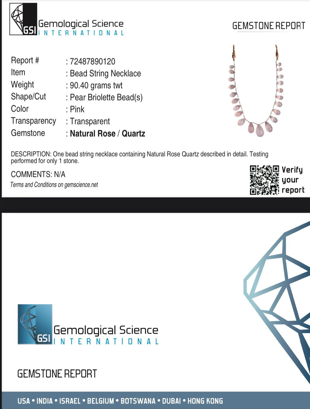 Certified Natural Rose Quartz 402 Ct Teardrop Beaded Gemstone Necklace