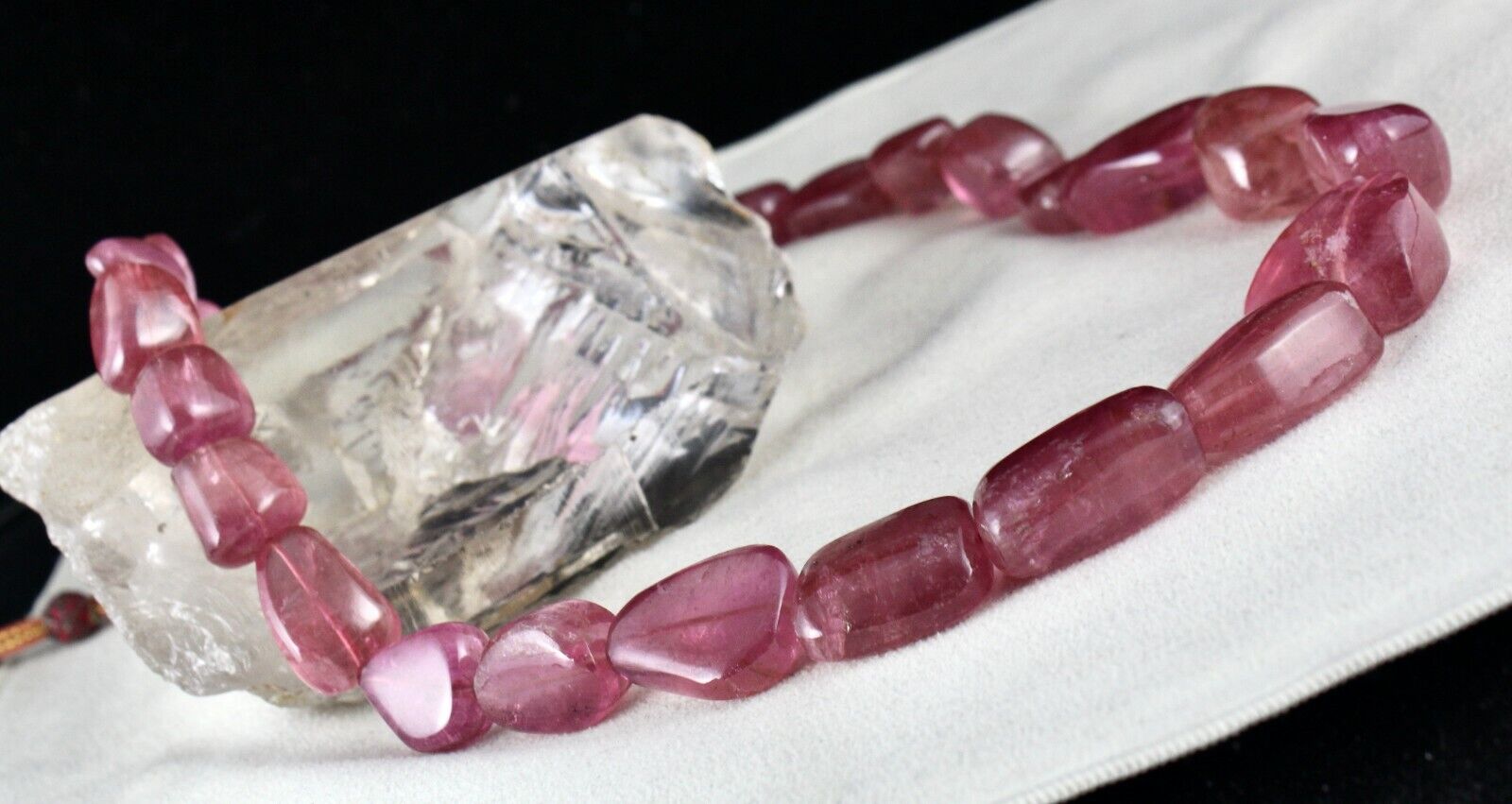 Natural RUBELLITE Pink TOURMALINE Beads NECKLACE 989 Cts Gemstone Smooth Nuggets