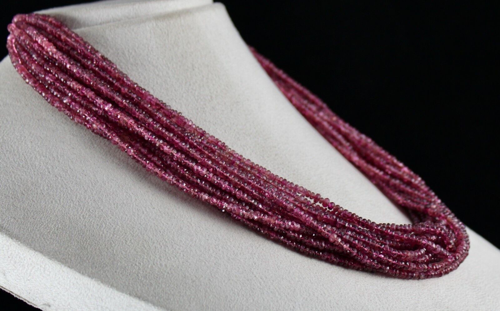 Natural Pink Tourmaline Beaded Necklace 15 L 798 Cts Facet Gemstone Silver Clasp