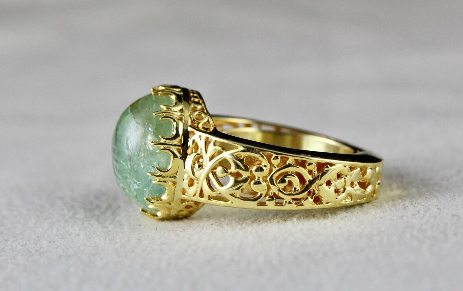 ELEGANT NATURAL OLD COLOMBIAN EMERALD OVAL GEMSTONE FINEST UNISEX SILVER RING