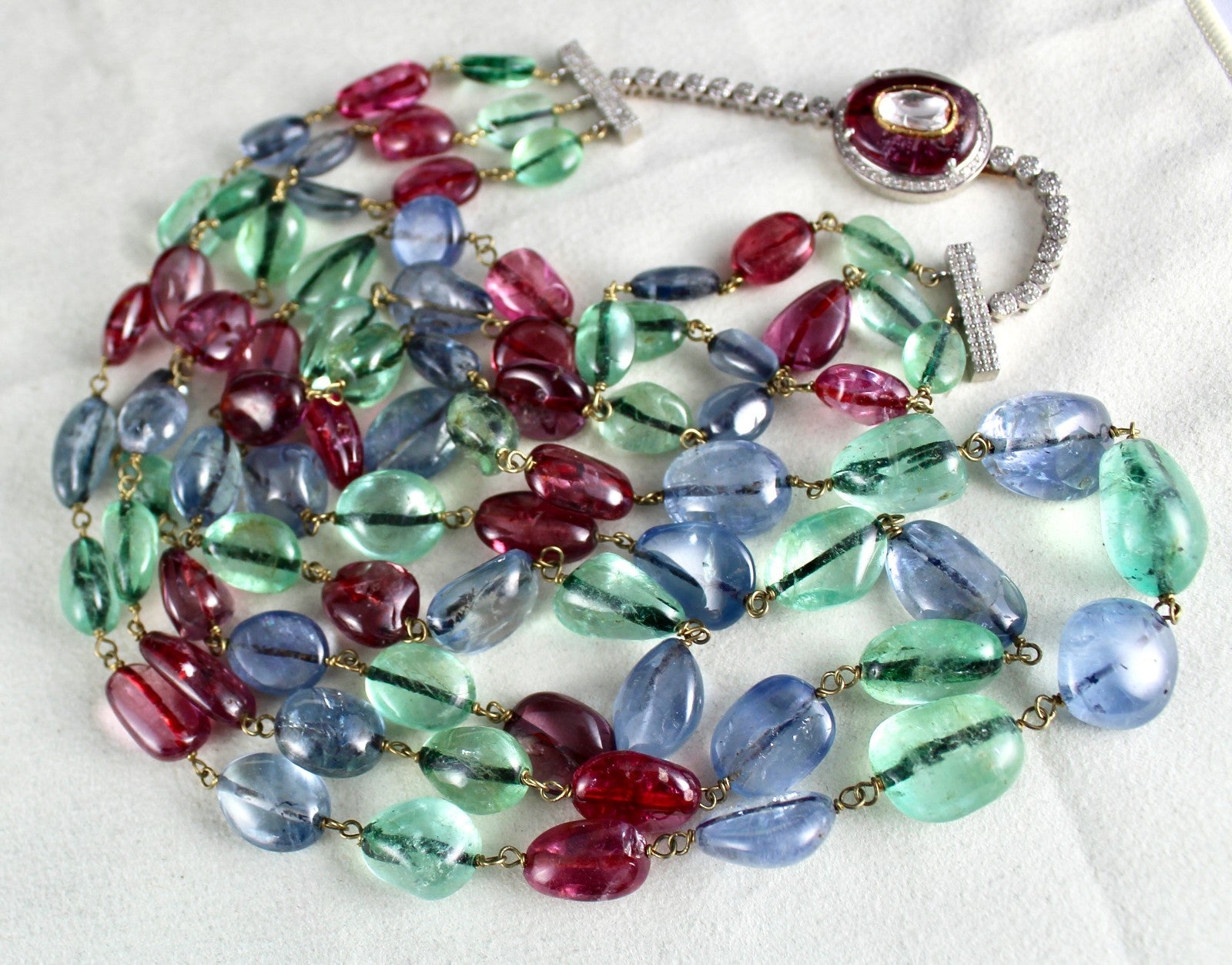 Certified Important Old Necklace Natural Emerald Sapphire Spinel 10ct Nugget