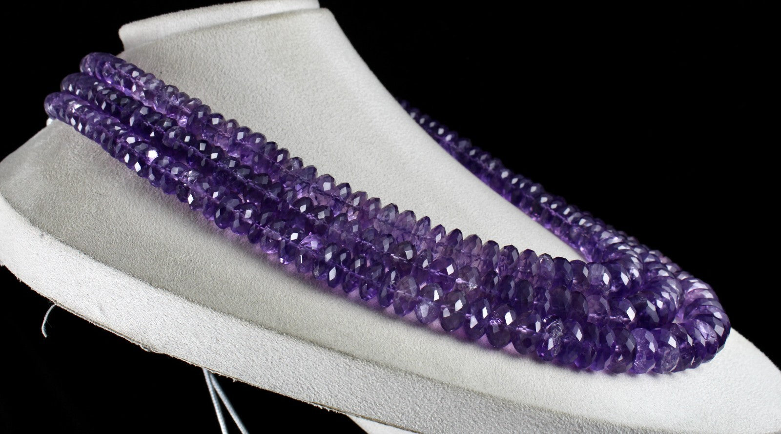 Certified Natural Brazilian Amethyst 3 Ct Faceted Beads Round 2320 Necklace