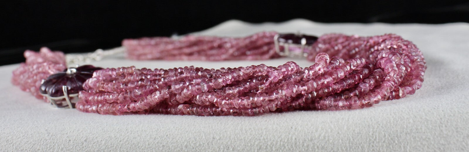 Certified Natural Pink Tourmaline 878ct Carved Sterling Silver Necklace