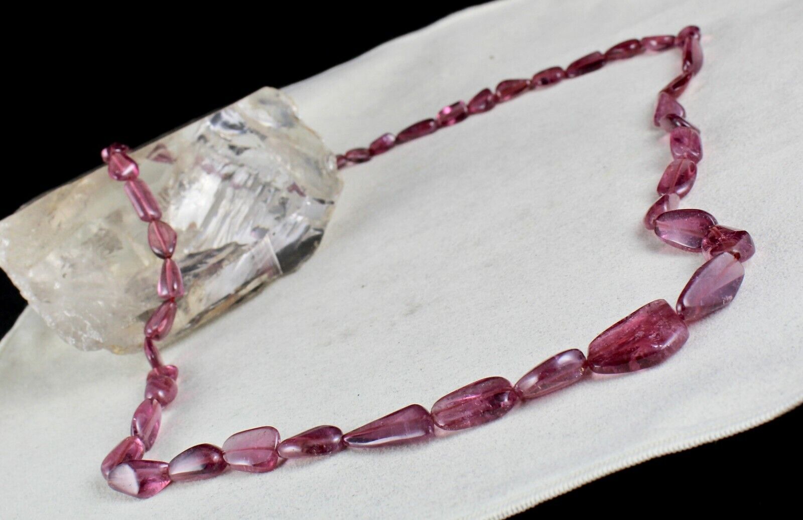 FINE 27" LONG NATURAL PINK TOURMALINE BEADS 311 CARATS GEMSTONE FASHION NECKLACE