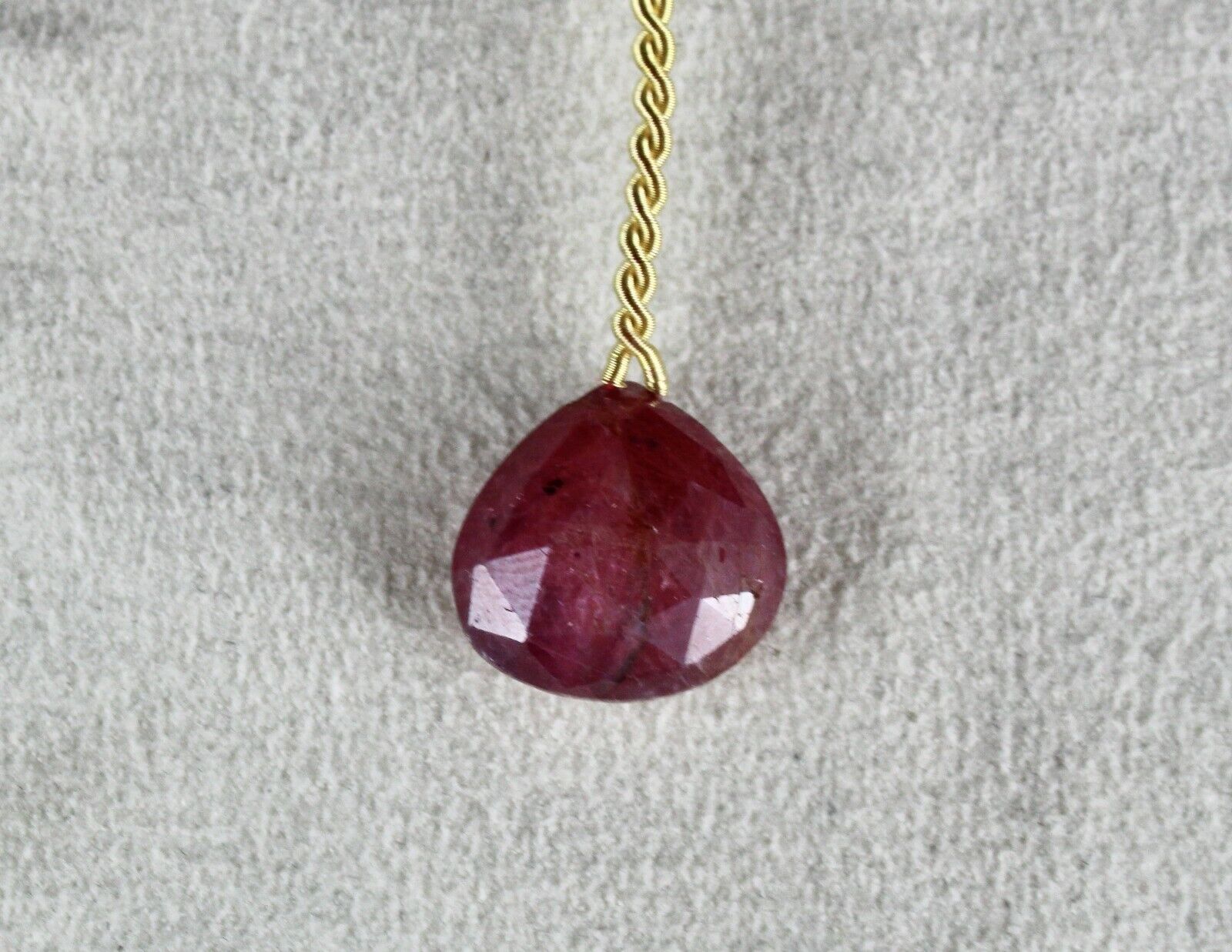 NATURAL UNTREATED RUBY BEADS FACETED HEART DROP 1 PCS 14.95 CTS GEMSTONE HANGING