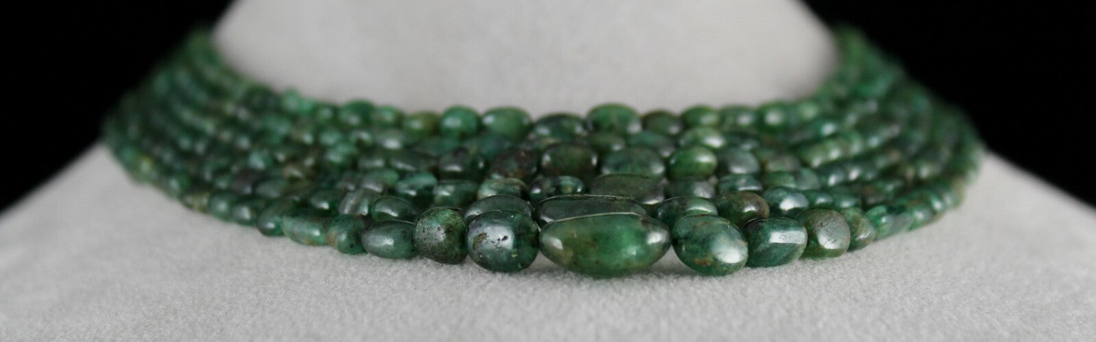 Certified Natural Old Emerald Beads Cabochon Necklace 387 Carats For Wedding