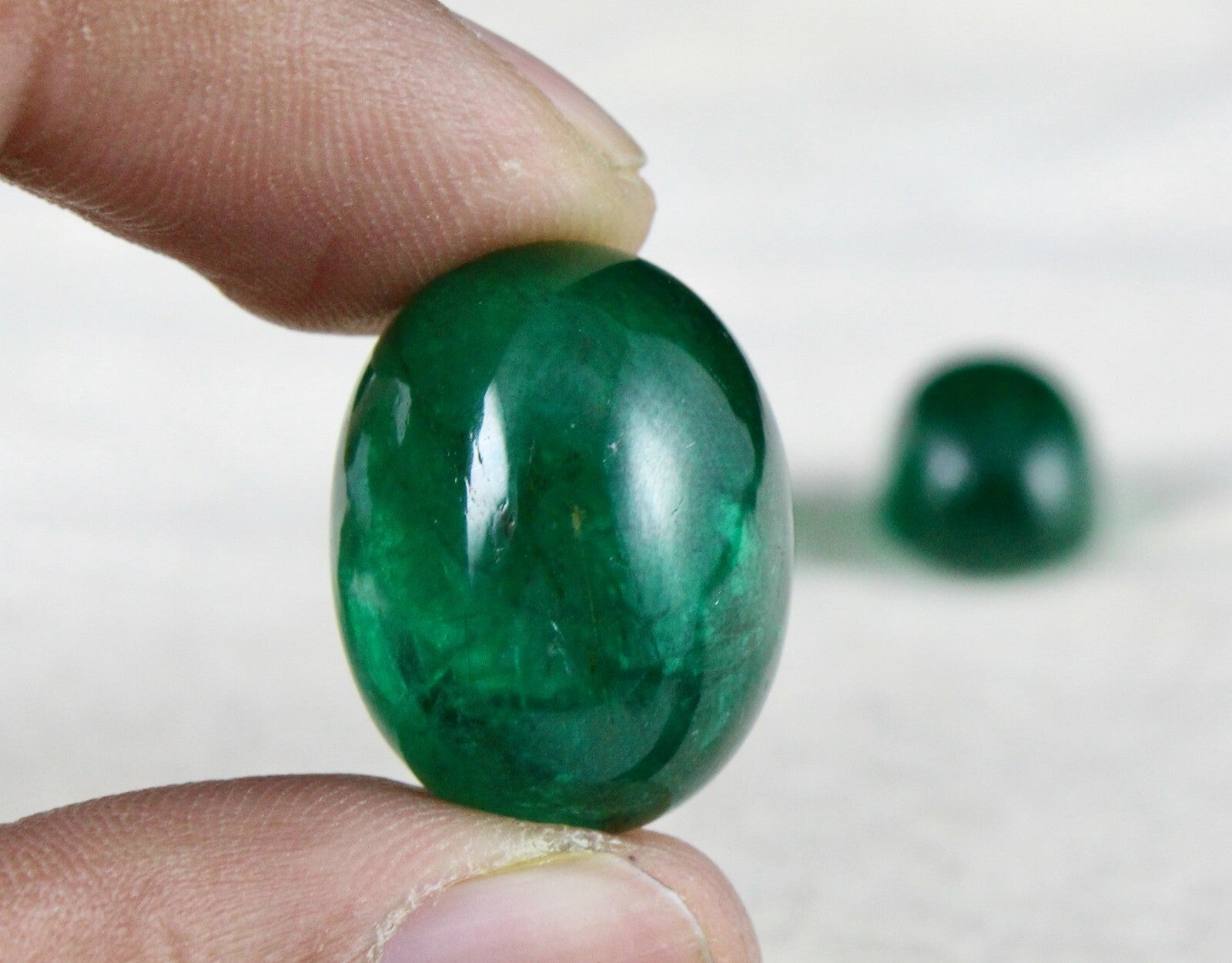 Certified Natural Zambian Emerald 82.92 Ct Oval Cabochon Gemstone Set