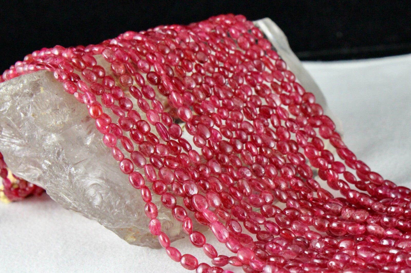 Certified Natural Red Spinel Cabochon Beads Necklace 521 Ct Precious Gemstone