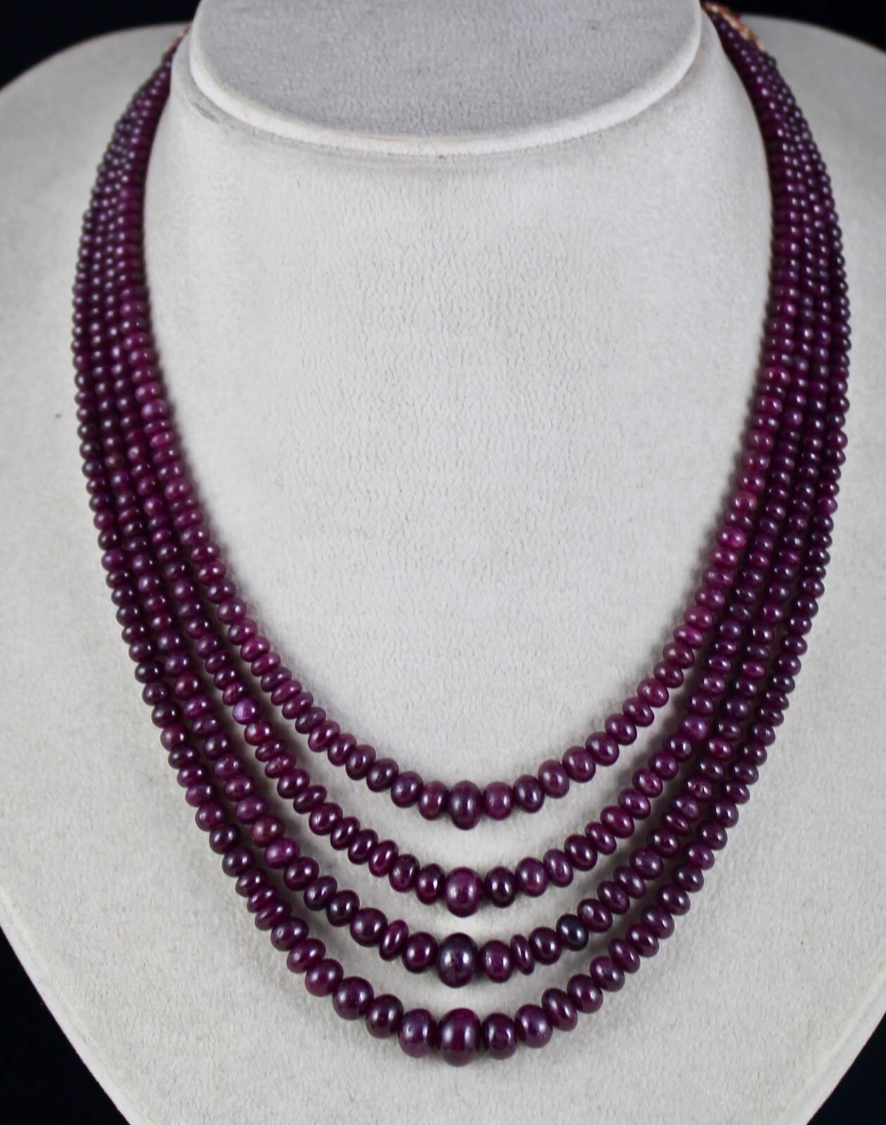 Natural Unheated Ruby Beads Round 4 L 399 Ct Red Gemstone Statement Necklace