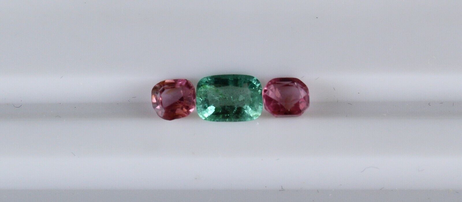 NATURAL OLD SPINEL EMERALD CUSHION CUT 3 PCS 2.58 CARATS GEMSTONE RING PENDANT