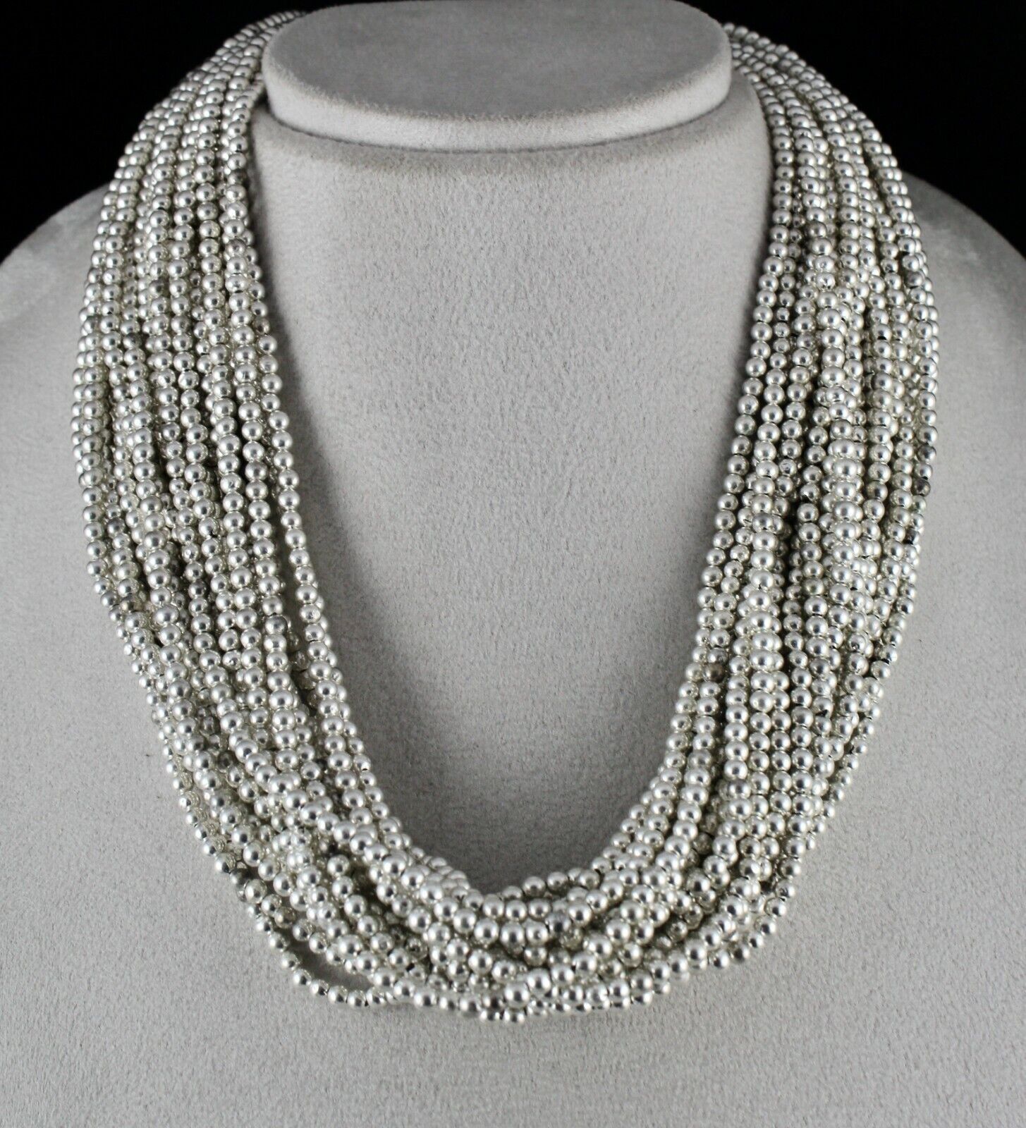 ANTIQUE OLD 925 STERLING SILVER ROUND BEADS BUNCH 705 CARATS DESIGNER NECKLACE