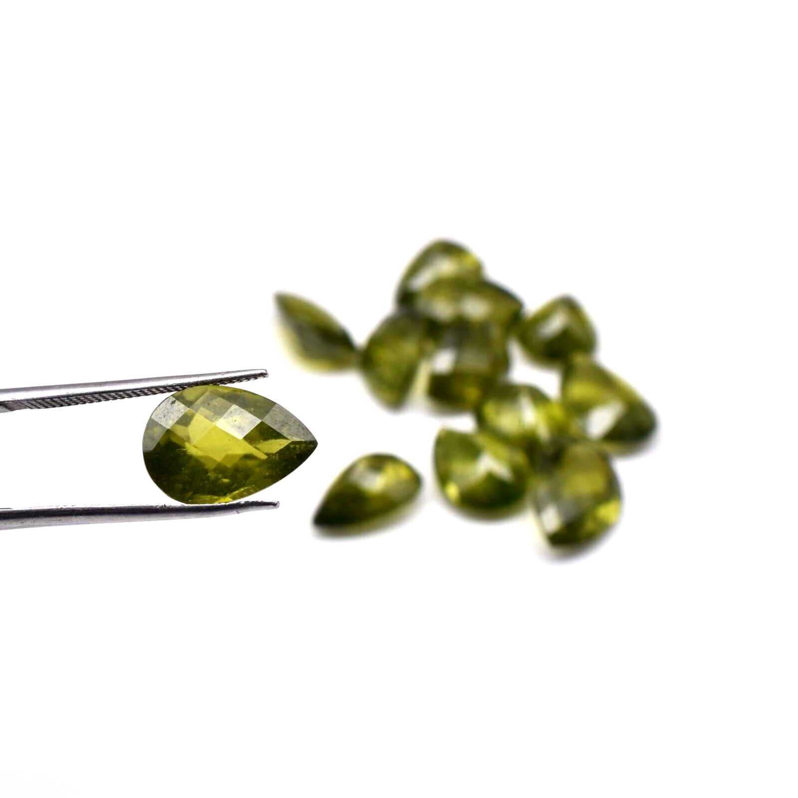 Certified Natural Vesuvianite Idocrase 59.74 Ct Pear Cut Green Gemstone Set