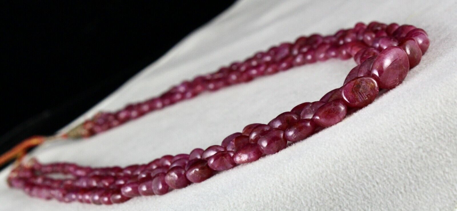 Certified Natural Ruby Beads 3 L 417 Cts Long Cabochon Gemstone Fashion Necklace