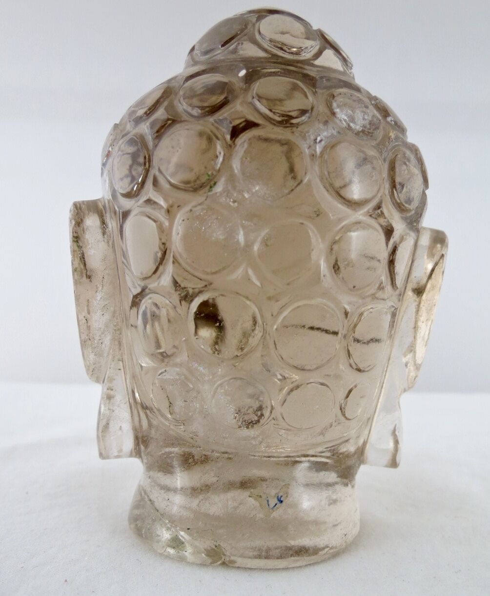 4 INCH NATURAL SMOKY QUARTZ BUDDHA HEAD 2730 CARATS GEMSTONE STATUE HOME DECOR