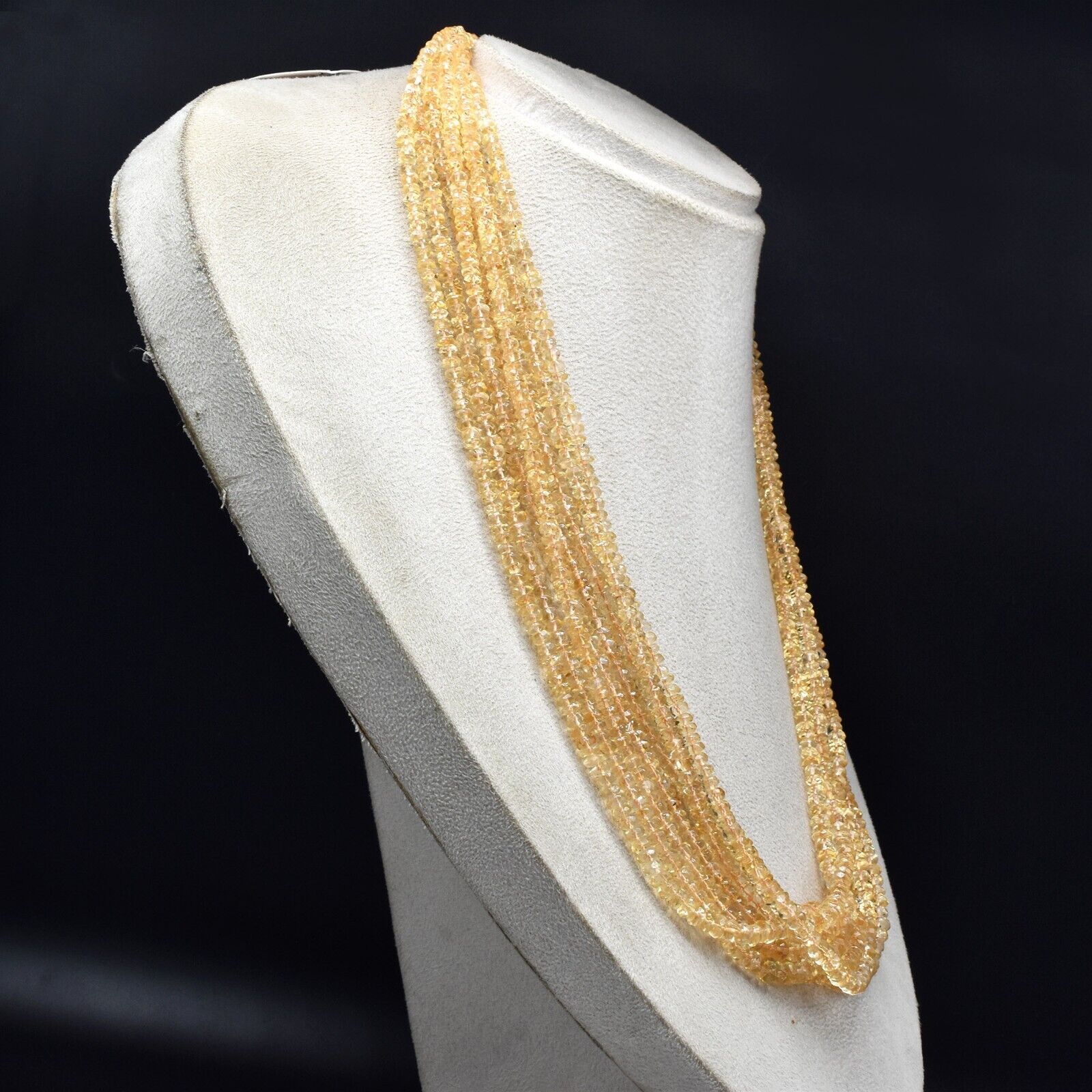 Natural Citrine Beads Faceted Round 8 L 694 Ct Gemstone String Fashion Necklace