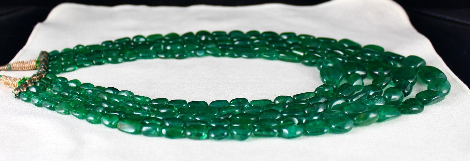 Certified Natural Zambian Emerald Beads Cabochon 1250ct Gemstone Necklace