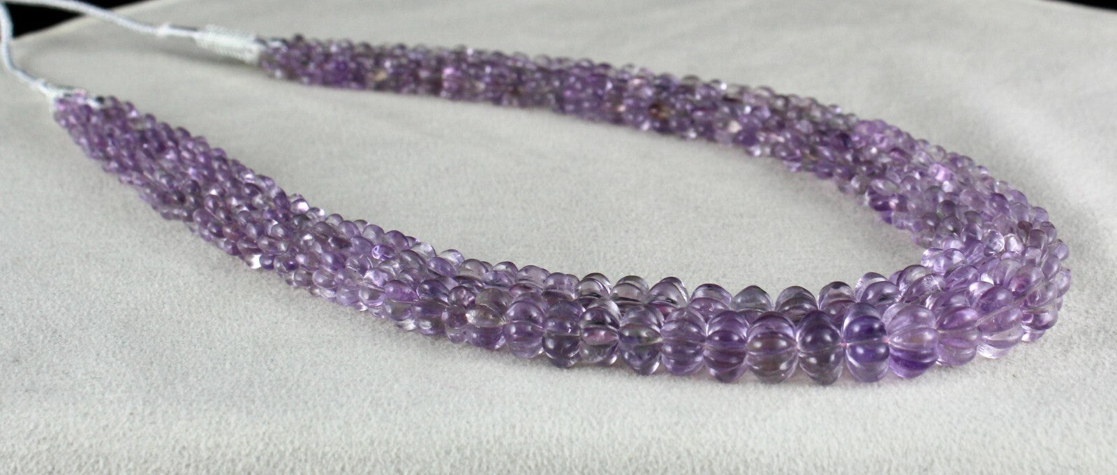 Certified Natural Pink Amethyst 464ct Beads Carved Round Gemstone Necklace