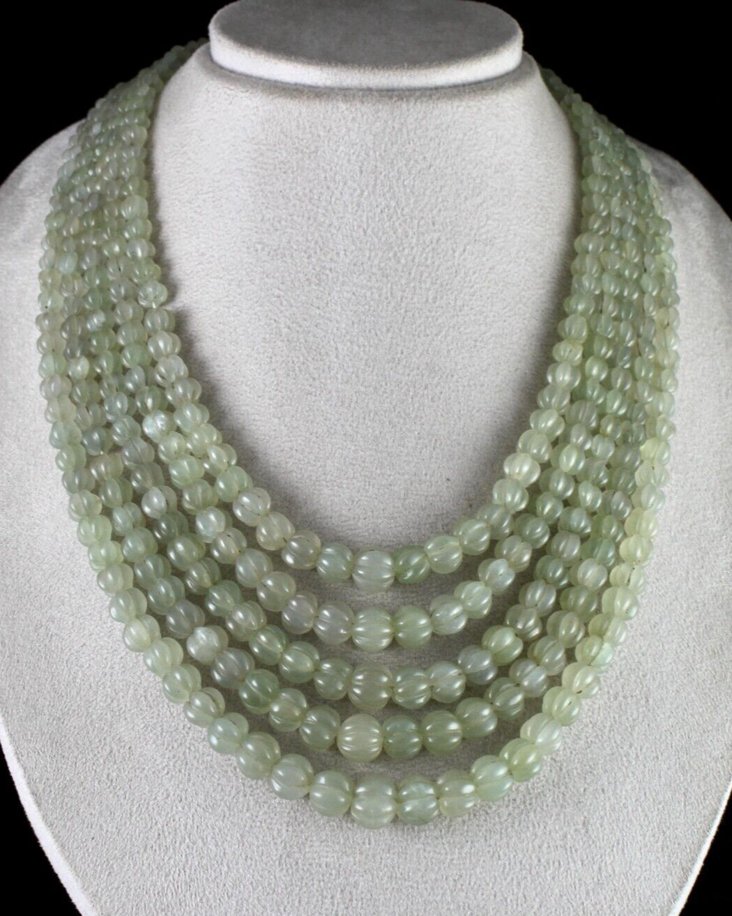 Vintage Natural Aventurine Jade Melon Beads 1012 Ct Gemstone Necklace