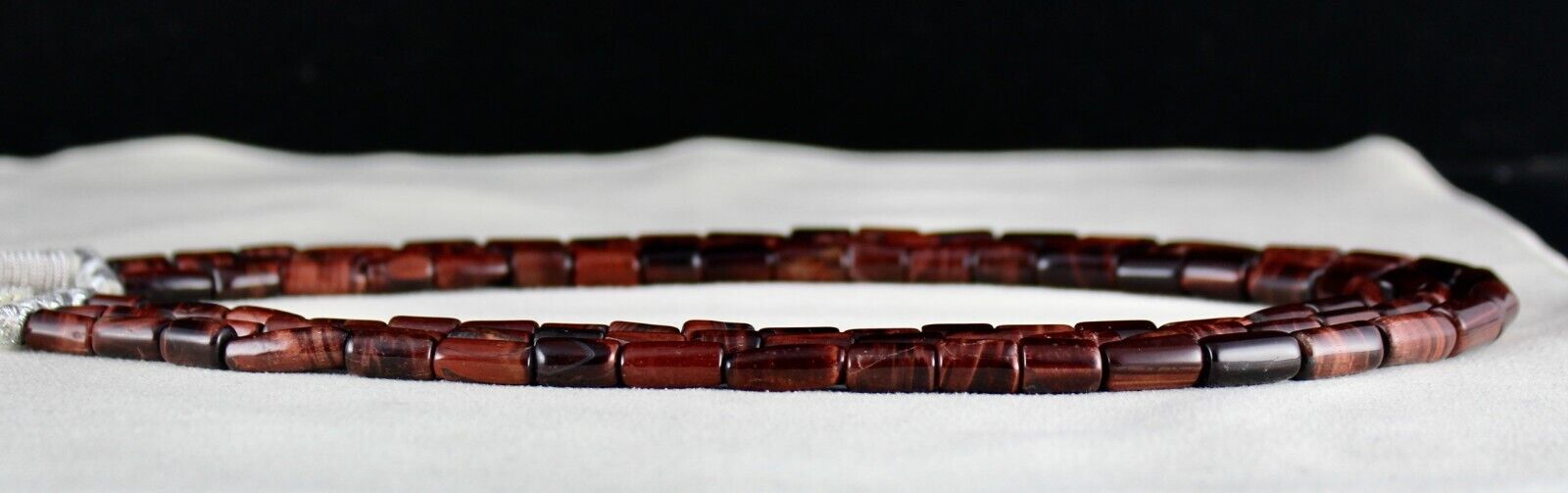 NATURAL RED TIGER EYE BEADS FANCY LONG 3 LINE 545 CTS GEMSTONE LADIES NECKLACE