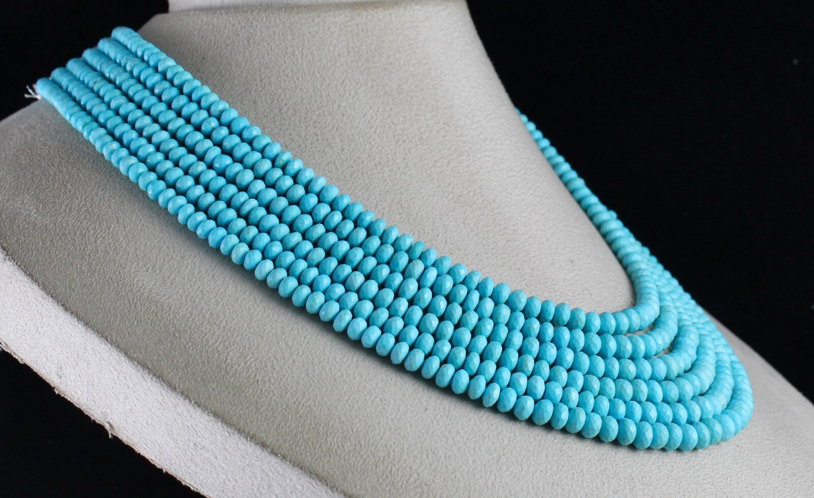 Certified Natural Turquoise Round Beads Necklace 634 Ct Vintage Blue Gemstone