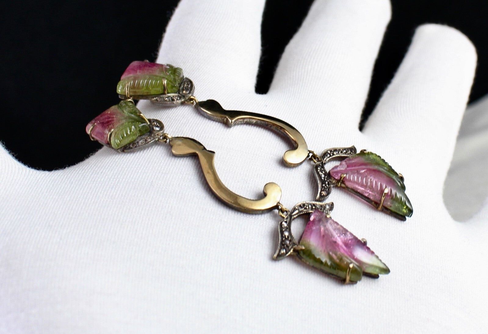 Certified Natural Multi Tourmaline 67.75ct Diamond Sterling Silver Earrings