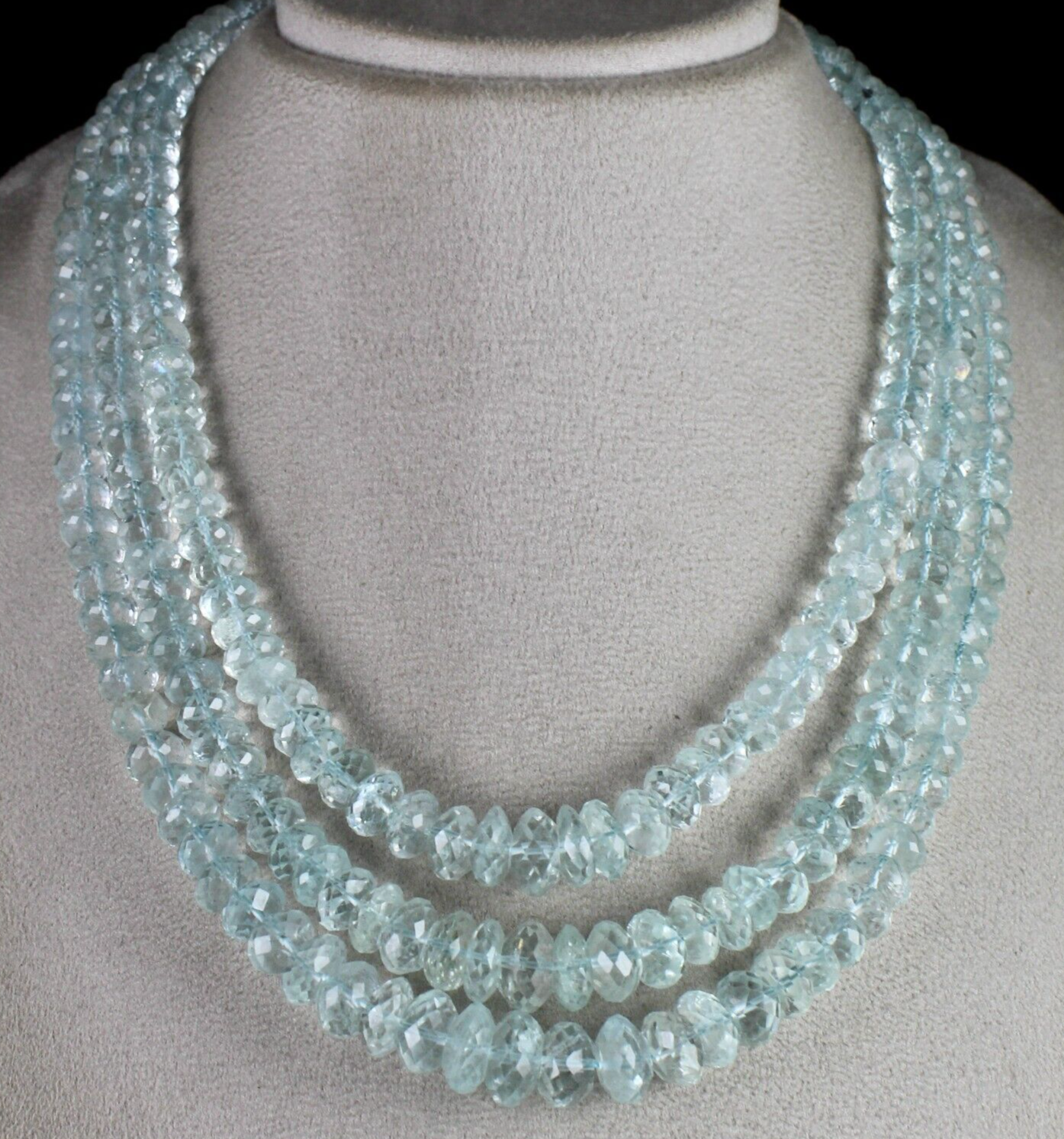 Certified Natural Blue Aquamarine 952 Ct Faceted Beads Gemstone Necklace Women