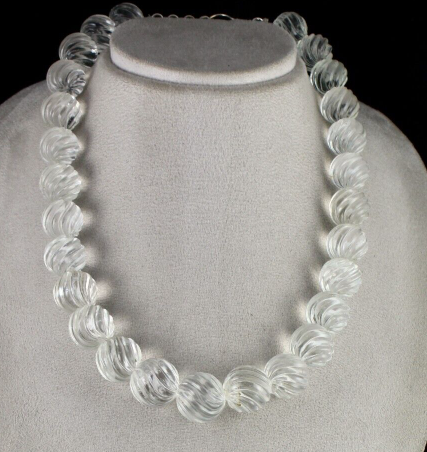 Natural Rock Crystal Quartz Round Beads Necklace 1116 Ct Gemstone For Women