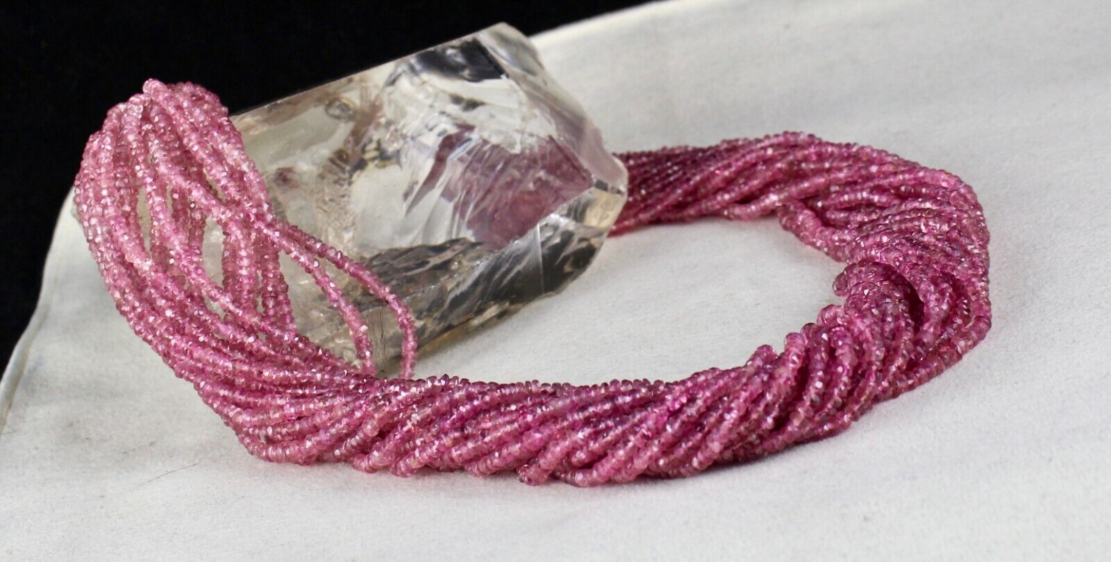 NATURAL PINK TOURMALINE BEADS FACETED 687 CARAT GEMSTONE FASHION SILVER NECKLACE