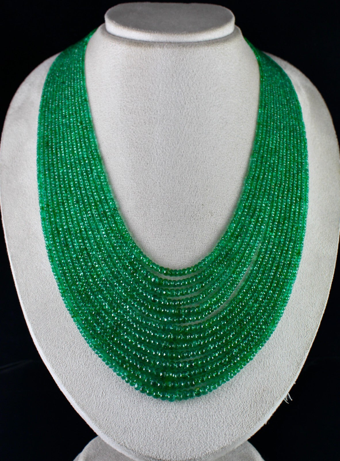 Natural Zambian Emerald Necklace 640 Ct – Faceted Round Beads, Certified Jewelry
