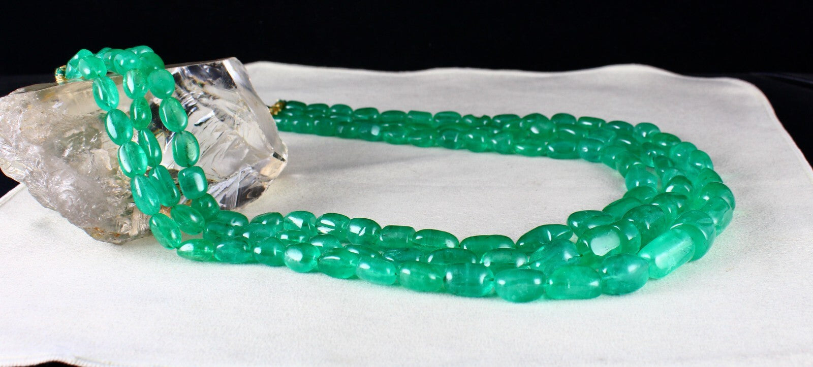 Certified Natural Colombian Emerald Beads Cabochon 1028ct Stone Necklace