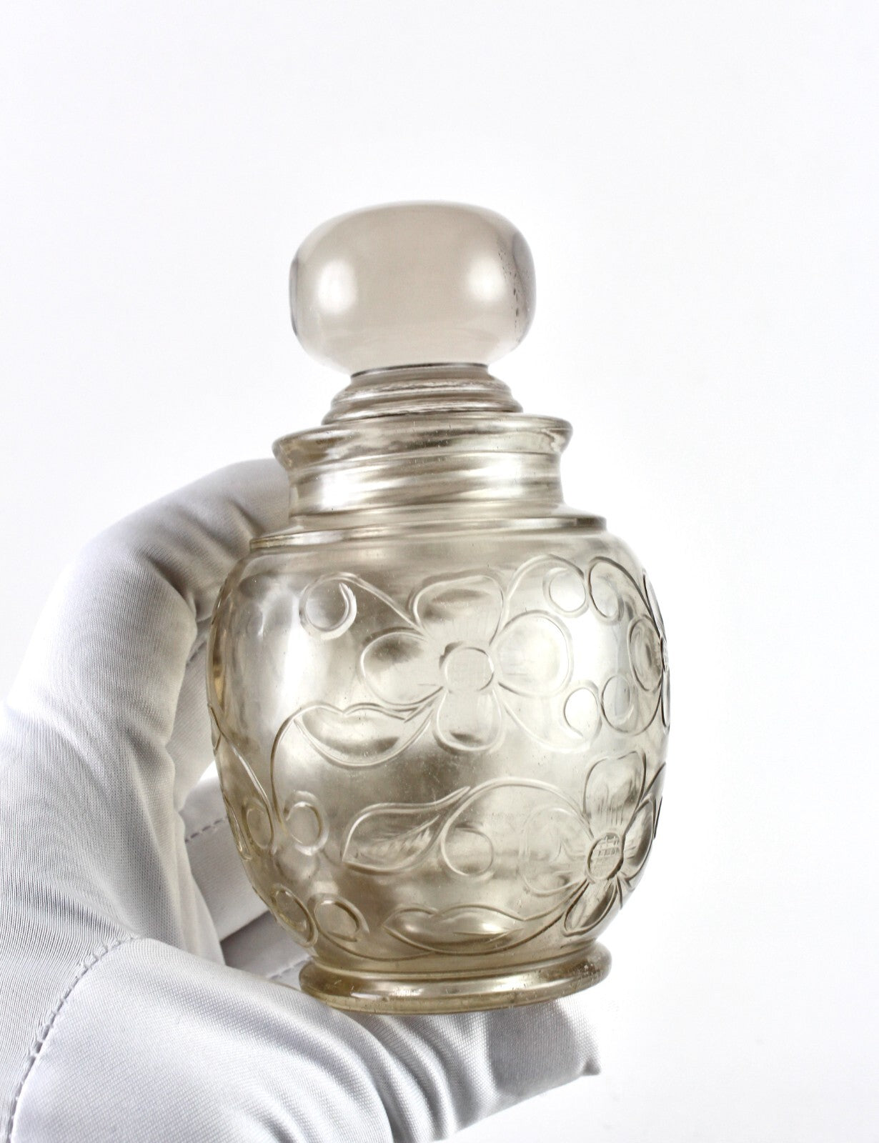 Certified Handcrafted Smoky Quartz 1960 Ct Carved Perfume Bottle Home Decor