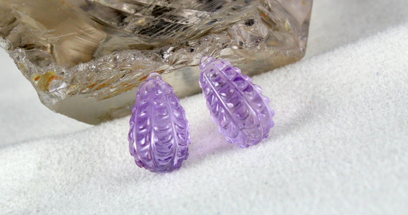 Natural Amethyst Carved Drops 11 Pcs 199 Cts Loose Gemstone Earring Set