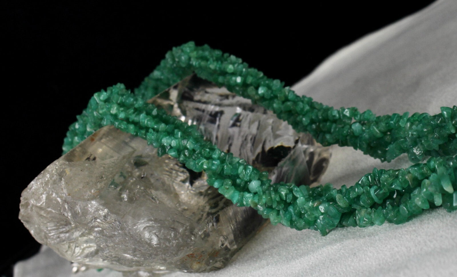 Certified Natural Colombian Emerald Beads Necklace 442 Ct Sterling Silver