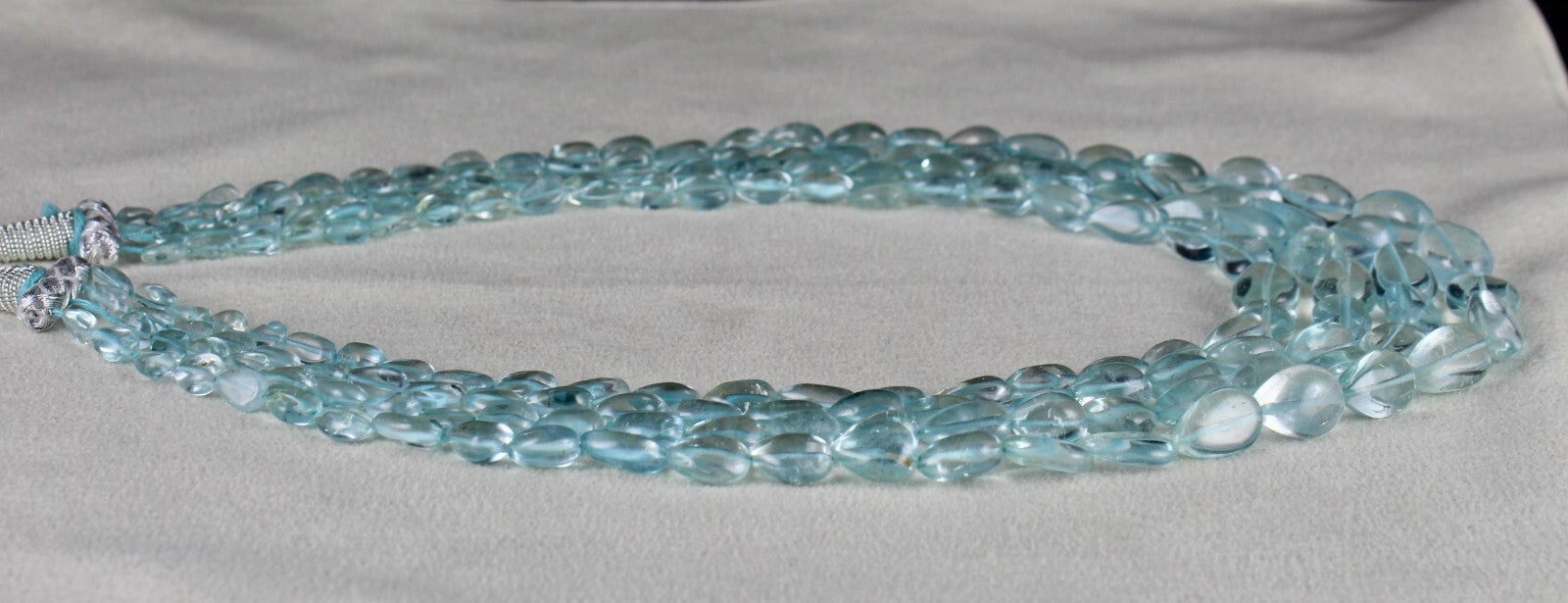 Certified Natural Blue Topaz 613 Ct Beads Drops Fine Necklace For Women